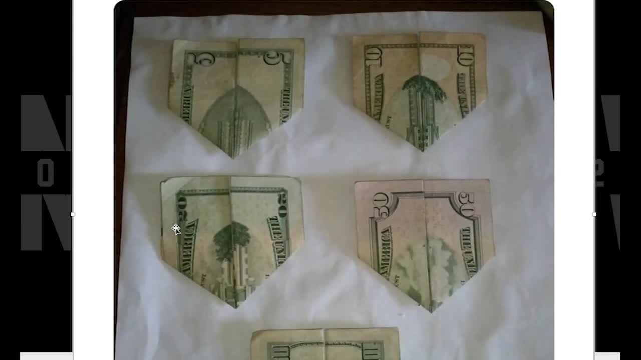 bank bills folded......