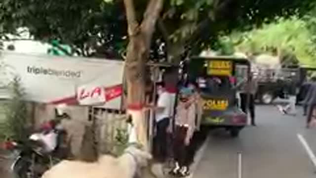 Cow Mad when policeman try to touch