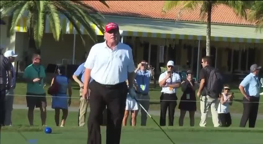 “You think Biden can do that?" President Trump SMASHES drive at LIV event