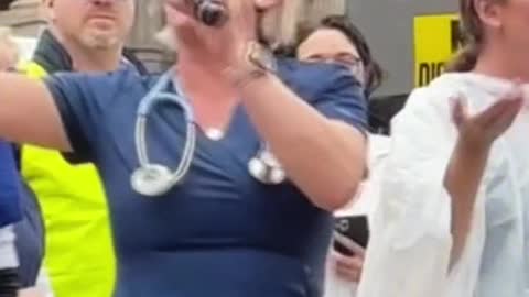 Nurse Talking At Melbourne Protest