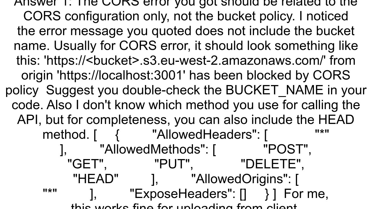 AWS S3 Bucket CORS configuration policy block despite all access