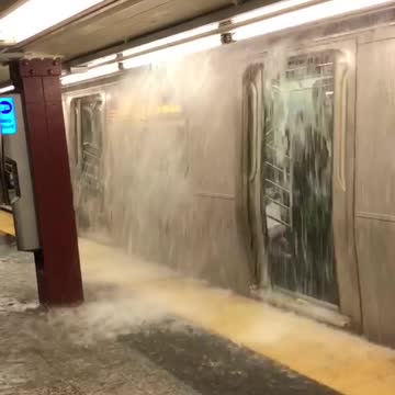Subway rain flooded water platform station