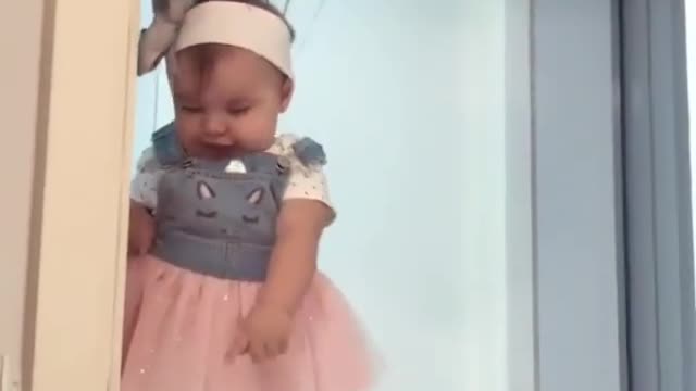 Adorable BABY GIRL is FLYING with balloons