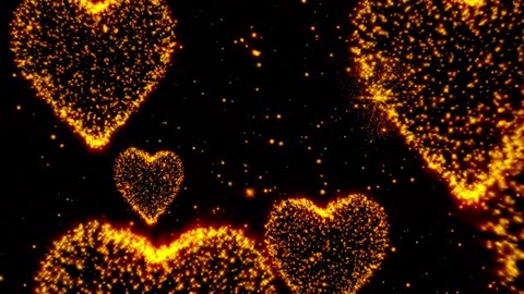 377. Glowing Heart Animation💛Yellow Neon Video Hearts