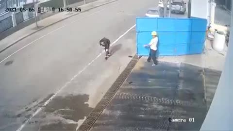 strong wind makes gate hits pedestrian