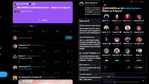 Tucker Carlson on X Spaces Live 12-12-23 FULL 2 HOURS