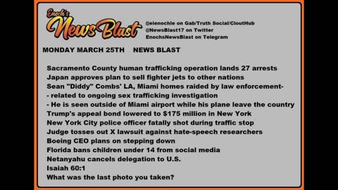 Monday, March 25, 2024 News Blast