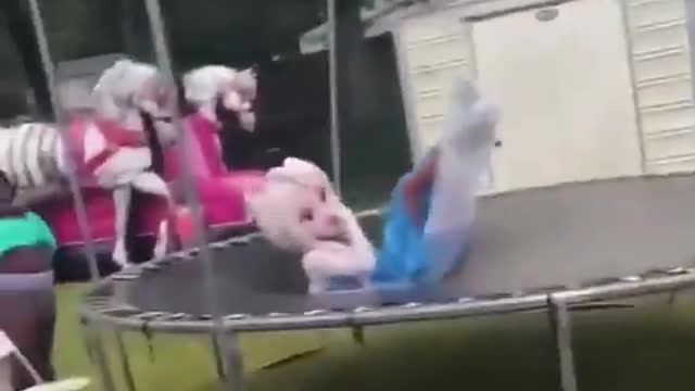 Elsa does backflip on trampoline and reveals her identitiy #shorts