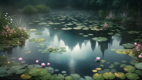 Rainy Day Pond Lilypads 🍃 | Ivyvos | 38 min | Relaxation with calm melodic music.