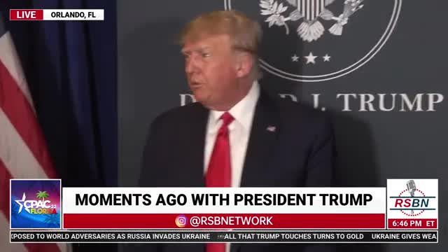 President Donald J. Trump Speaks with Press at CPAC 2022 in Orlando