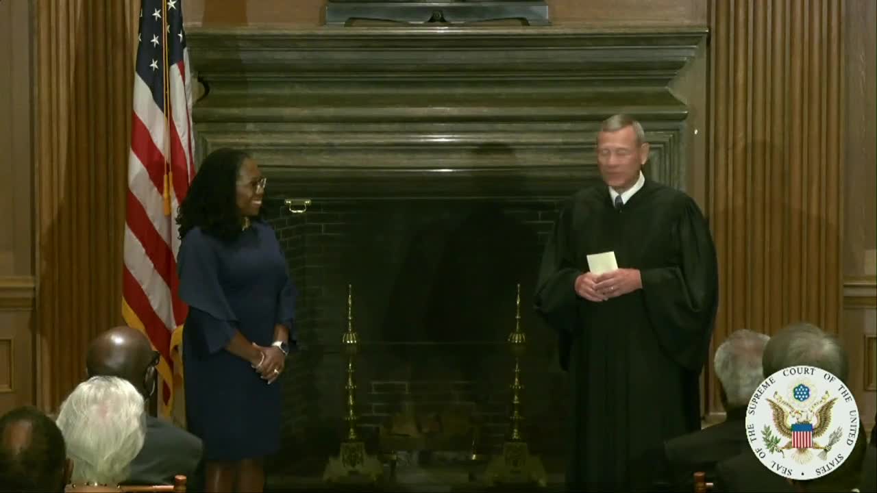 Ketanji Brown Jackson is sworn in as the next Supreme Court Justice at the Supreme Court of the United States