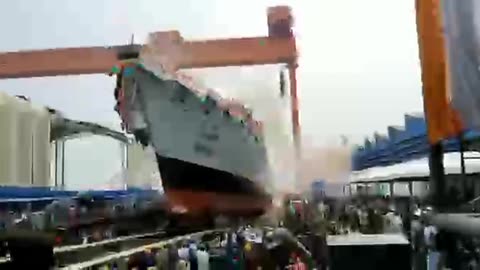 The ship is being launched