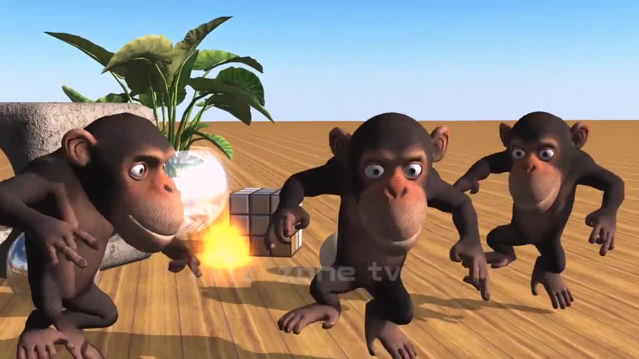 3D Monkey with Animals Dance Nursery children with 3d Animation Videos ​🙉​🐵🐒​