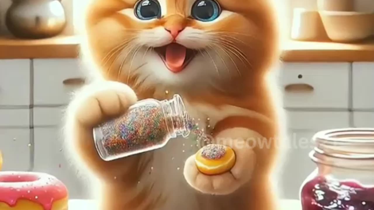 Cute cat eating donut 🍩