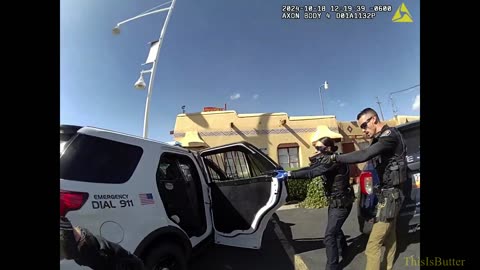 Bodycam shows the fatal police shooting of an armed man in custody and in the back of the police car