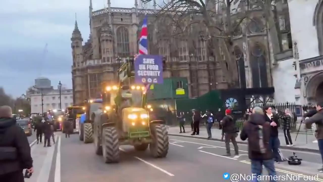 Huge numbers of tractors are now arriving in central London outside Parliament Square.