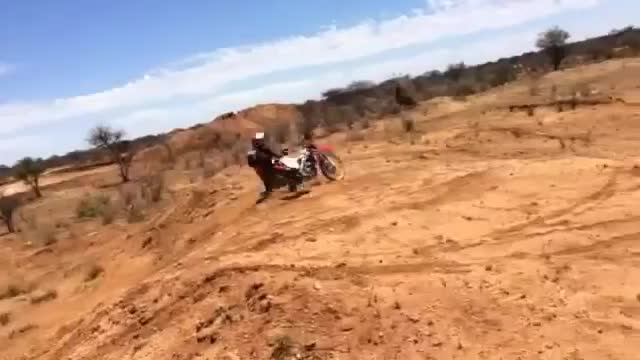 Red dirtbike jump bail