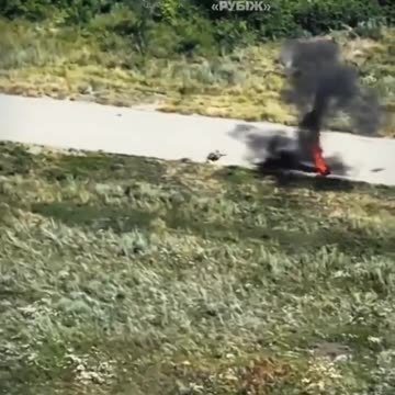 Ukrainian fpv hits Russian soldier riding a motorcycle