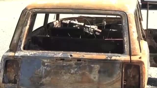 Destroyed cash-in-transit vehicles near Kharkov, used by nationalists as improvised trucks