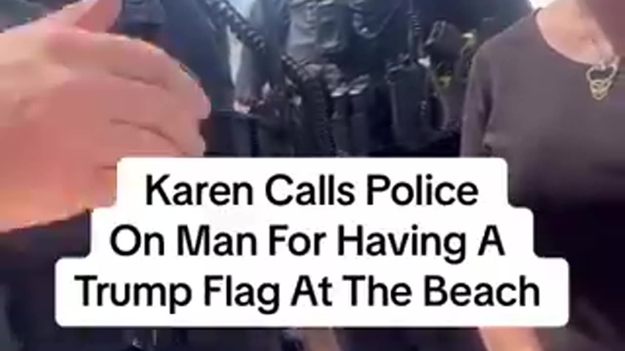 Karen calls police on Trump Flag at the beach. 😂🤣
