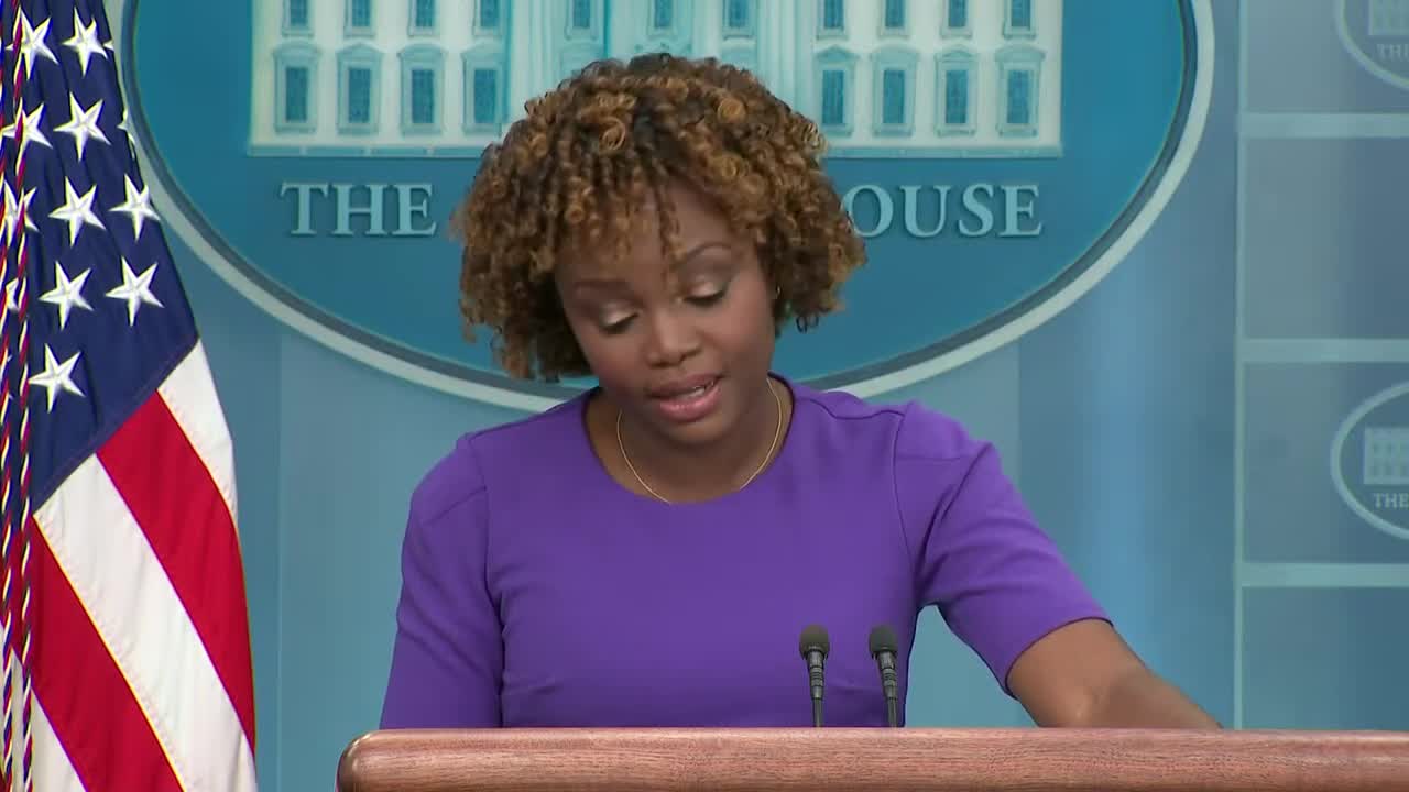 Press Secretary Karine Jean-Pierre holds a news conference on Oct. 17, 2022.