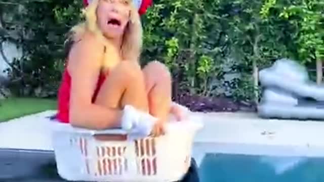 Mario Kart In Real Life but on a Treadmill over the Pool