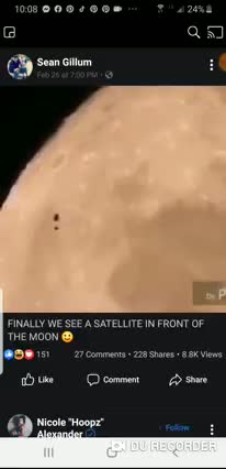 FINALLY WE SEE SATELLITE IN FRONT OF THE MOON