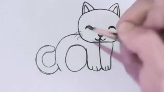 How to turn Words Cat Into a Cartoon Cat. (Wordtoons) learning step by step for kids