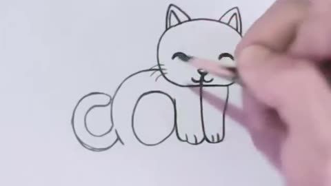 How to turn Words Cat Into a Cartoon Cat. (Wordtoons) learning step by step for kids