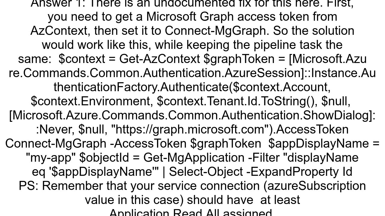 Connect Microsoft Graph in Azure DevOps pipelines with AzContext token