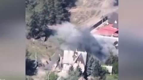 Russian soldiers run for their lives as base in repeatedly bombed by Ukrainian forces