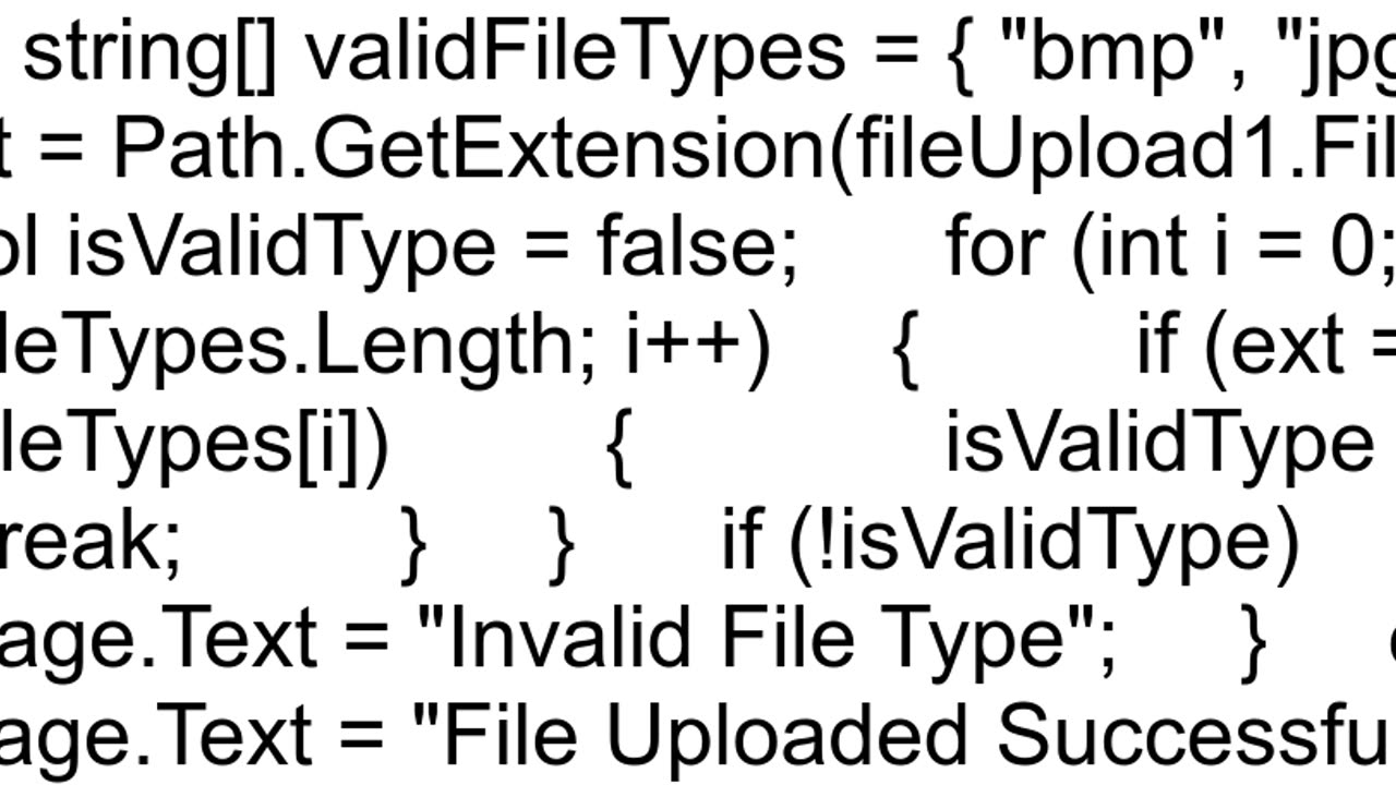 How to specify file extension in ASPNet upload control