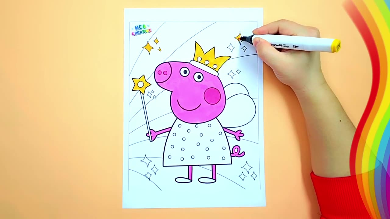 Peppa Pig Princes - How to color Peppa Pig step by step 🐷- @KeaCreative2