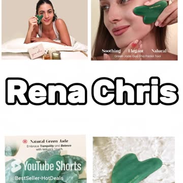 Rena Chris Gua Sha Facial Tools, Natural Jade Stone Guasha