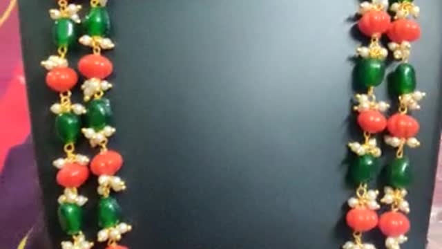 Latest RedGreen Pearl Beads Mala Designs|| beaded necklace