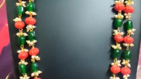 Latest RedGreen Pearl Beads Mala Designs|| beaded necklace