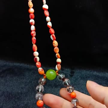 Natural turquoise and red spiny oyster beads gemstone necklace full strand 16inch 02