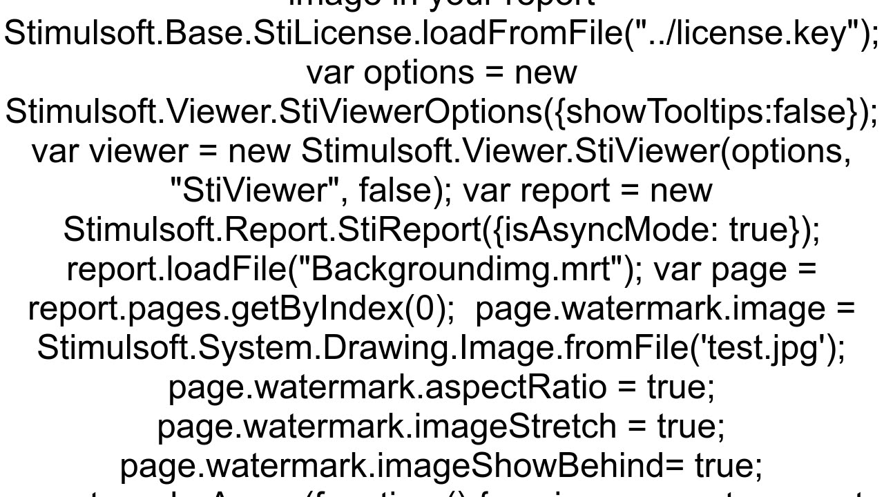 How to dynamically add watermark to report in Stimulsoft