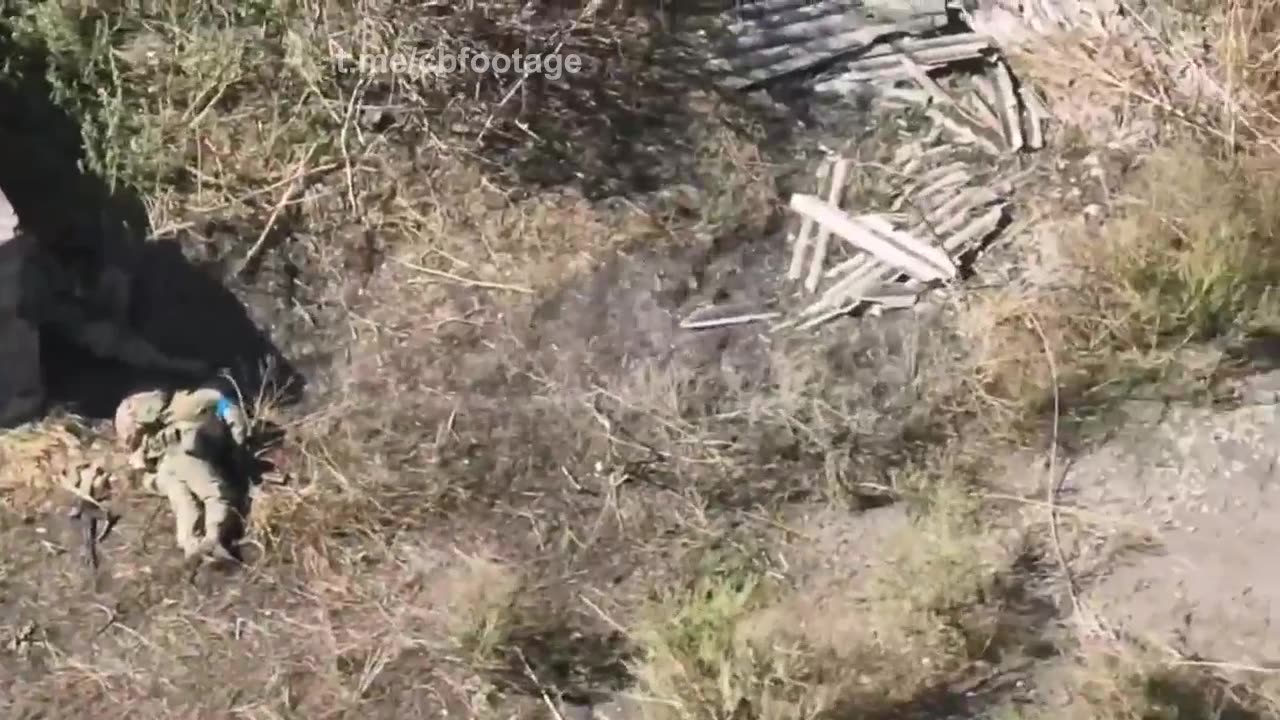 A Russian Soldier Flanks and Kills 2 Ukranians (Graphic Content Warning)