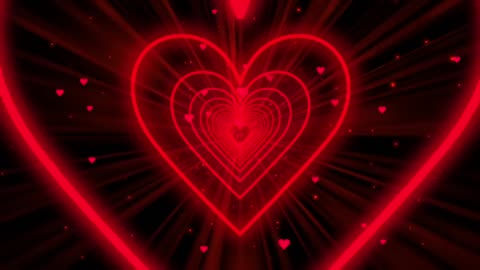 004. Heart Tunnel❤️Red Heart Background Neon Heart Background Video Wallpaper Heart