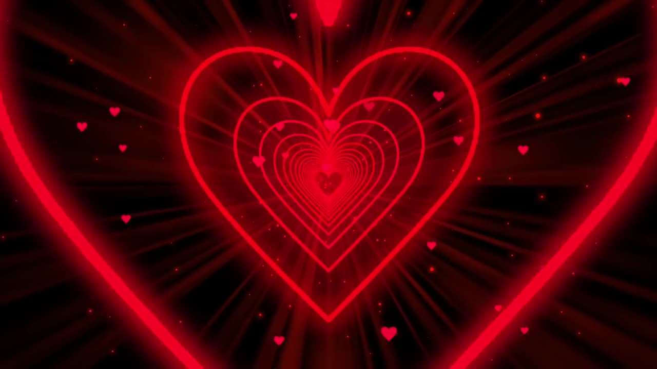 004. Heart Tunnel❤️Red Heart Background Neon Heart Background Video Wallpaper Heart