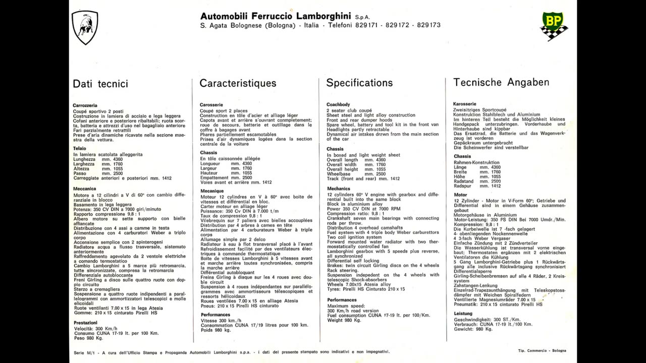 Original Lamborghini Factory Brochures