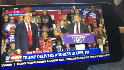 🦅OANN Erie Pennsylvania trump rally shows migrant crime & Harris Sunday 03:45 pm