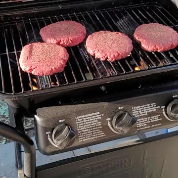 Grilling burgers on a Sunday