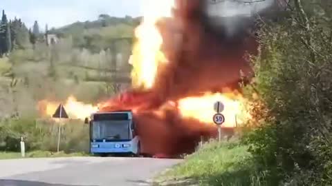 Electric Bus Bursts into Flames