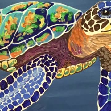Colorful Sea Turtle Painting