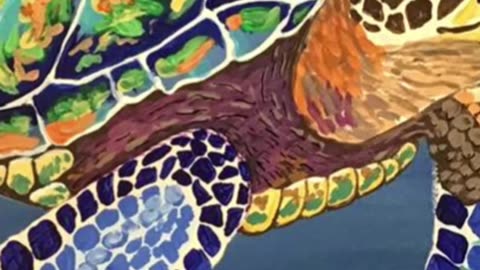 Colorful Sea Turtle Painting