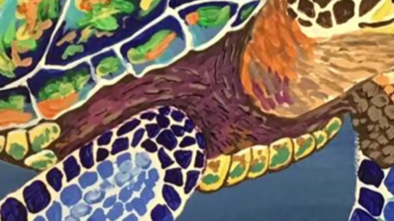 Colorful Sea Turtle Painting