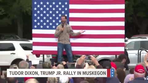 Donald Trump Jr. joins rally with Michigan gubernatorial candidate Tudor Dixon in Muskegon