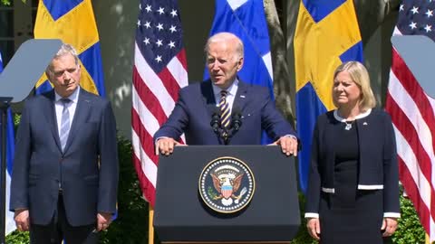 President Biden delivers remarks with Magdalena Andersson and Sauli Niinisto.